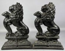 PAIR OF VICTORIAN CAST IRON RAMPANT LION DOORSTOPS, 38cms (h) Provenance: private collection Ynys