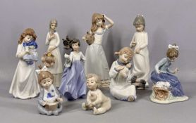 NAO / SPANISH PORCELAIN FIGURINES, 26cms (h) the tallest (9) Provenance: private collection Conwy