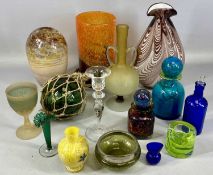 STUDIO GLASSWARE, including swirl glass vase, 30cms (h); two Medina decanters and stoppers, 20cms (