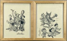 ‡ CHRIS VAN ALLSBURG (American, b. 1949) pair of watercolour and pen illustrations - wolf and