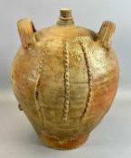 FRENCH STONEWARE WINE JUG, bulbous body and side handles, 41cms (h) Provenance: private collection