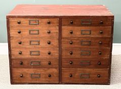 MAHOGANY SPECIMEN CHEST of twelve drawers, with ebonised handles and label inserts, 73 (h) x 103 (w)