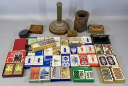 ASSORTED COLLECTABLES, including Chinese bamboo brush pot, 15.5cms (h); oil lamp base, 26cms (h);