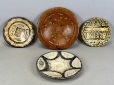 SOAPSTONE ITEMS, including Chinese floral carving, 13cms (h); African figural sculpture, 18.5cms (