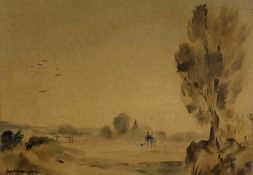 ‡ JOHN SNELLING (British, b. 1914) watercolour - entitled verso 'Misty Morning', signed lower