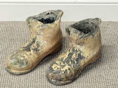 GARDEN STONEWARE BOOTS, 22 (h) x 16 (w) x 40cms (d) Provenance: private collection Denbighshire