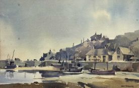 ‡ JOHN SNELLING (British, b. 1914) watercolour - entitled verso 'Cornish Harbour' on artist's label,