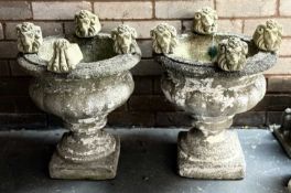 PAIR OF CONCRETE GARDEN URNS & OTHER ORNAMENTS Provenance: private collection Conwy
