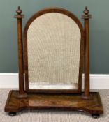 LARGE VICTORIAN MAHOGANY TOILET MIRROR, arched plate having turned column supports with turned