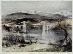 ‡ WILLIAM SELWYN (Welsh, b. 1933) limited edition (343/850) print - Menai Bridge, signed and