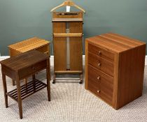 20TH CENTURY FURNISHINGS PARCEL, including trouser press; four-drawer bedside chest, 66cms (h);