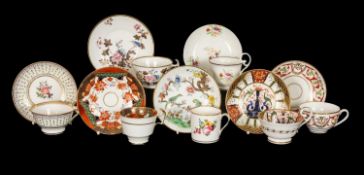 ASSORTED WELSH PORCELAIN CUPS & SAUCERS, circa 1813-1826, all Nantgarw or Swansea including set