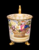 RARE SWANSEA PORCELAIN CABINET CUP circa 1814-1826, painted by Henry Morris in the duck-egg paste,