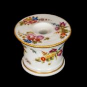 NANTGARW PORCELAIN INK WELL, circa 1813-1820, of reel shape, decorated in London with sprays of