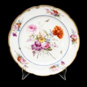 NANTGARW PORCELAIN PLATE circa 1813-1820, gilt dentil rim, centred with large spray of flowers and