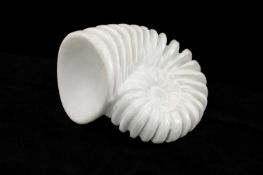 DARREN YEADON (b. 1970) Carrara marble - Ammonite, signed, 18.5cms (h) Provenance: direct from the