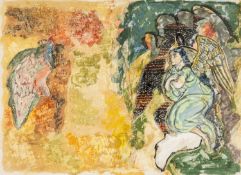 ‡ GLYN JONES (b.1936) mixed media on paper - entitled verso, 'Hesdin Angels', inscribed and dated