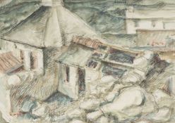 ‡ SELWYN JONES (1928-1998) pen and colour wash - entitled verso, 'Tumbledown Cottage', dated verso