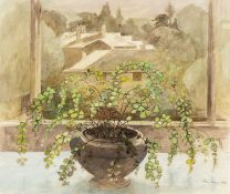 ‡ JOHN ELWYN (1916-1997) watercolour - 'Maidenhair Fern on the Studio Windowsill', signed and