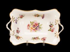 SWANSEA PORCELAIN TWIG-HANDLED DISH circa 1814-1826, solid gilt rim, twig moulding and twig