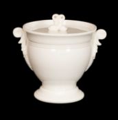 SWANSEA PORCELAIN CABARET SUCRIER & COVER circa 1814-1826, elaborate twin handles with shell