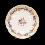 NANTGARW PORCELAIN CIRCULAR FLUTED CRUCIFORM DISH circa 1813-1820, gilt dentil rim, interior