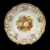 NANTGARW PORCELAIN SOUP PLATE, circa 1813-1820, possiby later painted to the centre with fruit (