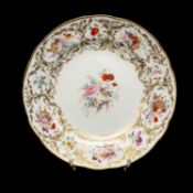 NANTGARW PORCELAIN PLATE, circa 1813-1820, decorated in London with tumbling baskets in the