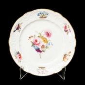 NANTGARW PORCELAIN DESSERT DISH circa 1813-1820, moulded Brace type, gilt dentil border, decorated