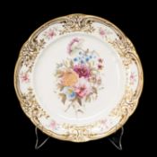 NANTGARW PORCELAIN PLATE circa 1813-1820, moulded border picked out in gold, large centre spray of