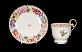 FINE NANTGARW PORCELAIN COFFEE CUP & SAUCER circa 1813-1820, painted by Thomas Pardoe with a