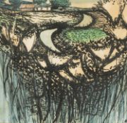 ‡ OGWYN DAVIES (1925-2015) ink and watercolour - entitled, 'Colton Grass', signed, 18 x 18cms