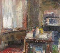 ‡ LEONARD BEARD (1942-2007) oil on card - interior, signed, circa 1990, 25 x 29cms Provenance: