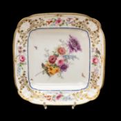 FINE NANTGARW PORCELAIN SQUARE DESSERT DISH, circa 1813-1820, painted in London, probably at the