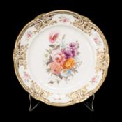 NANTGARW PORCELAIN PLATE circa 1813-1820, moulded border picked out in gold, large centre spray of