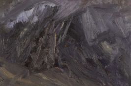 ‡ DAVID LLOYD GRIFFITH (b. 1956) oil on board - entitled verso 'Brooding Tryfan with Rain Cloud'