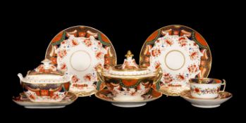 SWANSEA PORCELAIN PART SET, circa 1814-1826, set no. 194, in the Imari style of decoration,