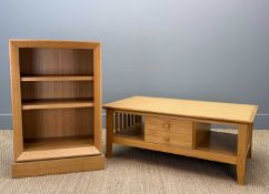 MODERN SOLID OAK FURNITURE comprising, freestanding bookcase, height adjustable shelving, 91 (h) x