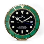 ROLEX-STYLE WALL CLOCK, modelled as an Oyster Perpetual GMT-Master II watch, black dial, green