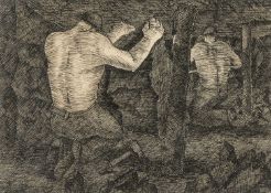 ‡ GEORGE BISSILL (1896-1973) pen and ink - entitled verso, 'Working on the Seam', unsigned, 17 x