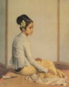 GERALD KELLY (1879 - 1972) colour lithograph - Princess Saw Ohn Nyun, signed in ink lower right