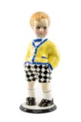 SANDRO VACCHETTI (1889-1974) FOR LENCI, large rare ceramic figure of a standing boy in cardigan, bow