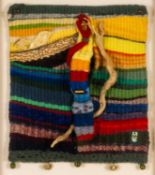 CLAUDINE BROWN (1936-2019) woven tapestry with an olive branch component and additional adornments -