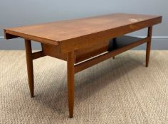 MID-CENTURY WHITE & NEWTON TEAK COFFEE TABLE. sliding top revealing removeable storage box, half-