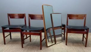 FOUR MID-CENTURY TEAK DINING CHAIRS, possibly Elliots of Newbury, together with two mid-century