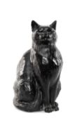 ‡ PETER CLOSE pottery cat - entitled verso, 'Daisy' on Albany Gallery label, signed, 37cm's (h)