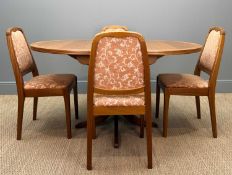MID-CENTURY NATHAN TEAK ROUND EXTENDING DINING TABLE & FOUR NATHAN CHAIRS, 75 (h) x 100cms (dia.) (