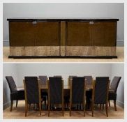 CONTEMPORARY ITALIAN TURRI DINING SUITE comprising, large high-gloss lacquered brown dining table,