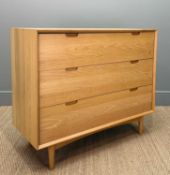 AVIA 3 DRAWER CHEST, Scandinavian style, scalloped handles, 90 (h) x 106 (w) x 45cms (d) Provenance: