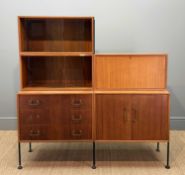 PETER HAYWARD FOR VANSON MID-CENTURY TEAK MODULAR WALL UNIT, upper section featuring two shelving